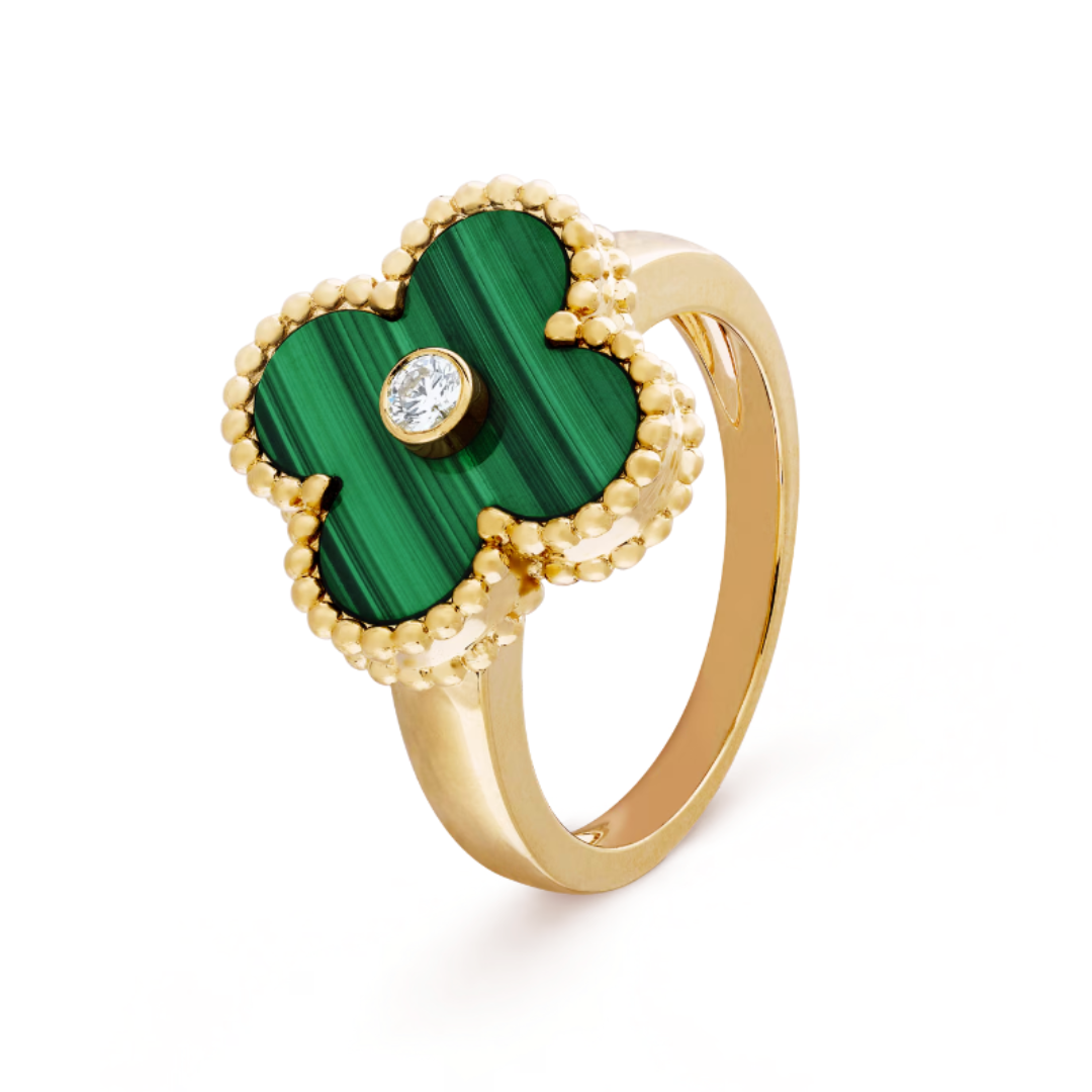 Amber Ring - Green/ Gold