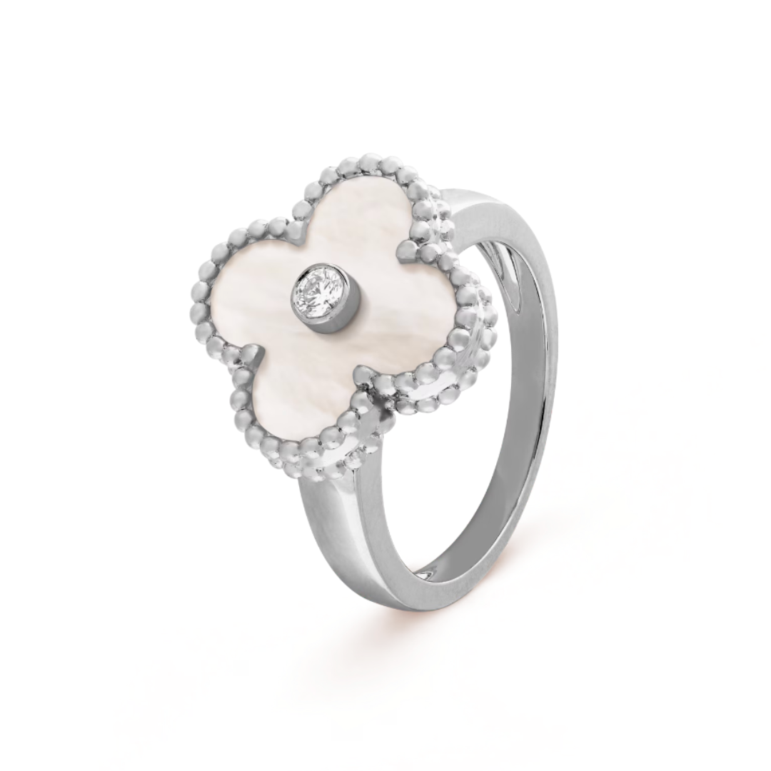 Amber Ring - White/ Silver