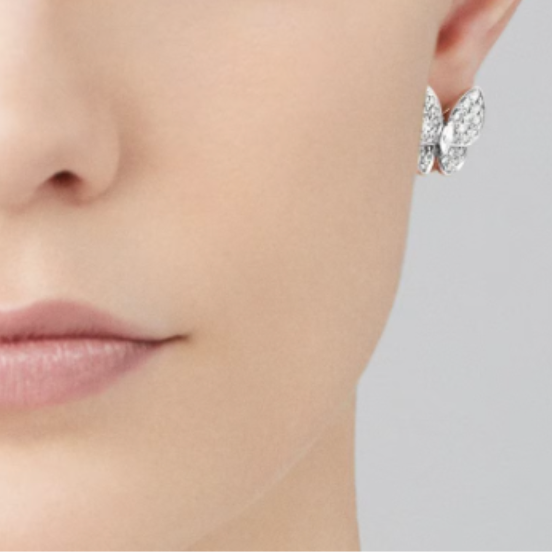 Amber Butterfly Earrings - Diamond / Silver