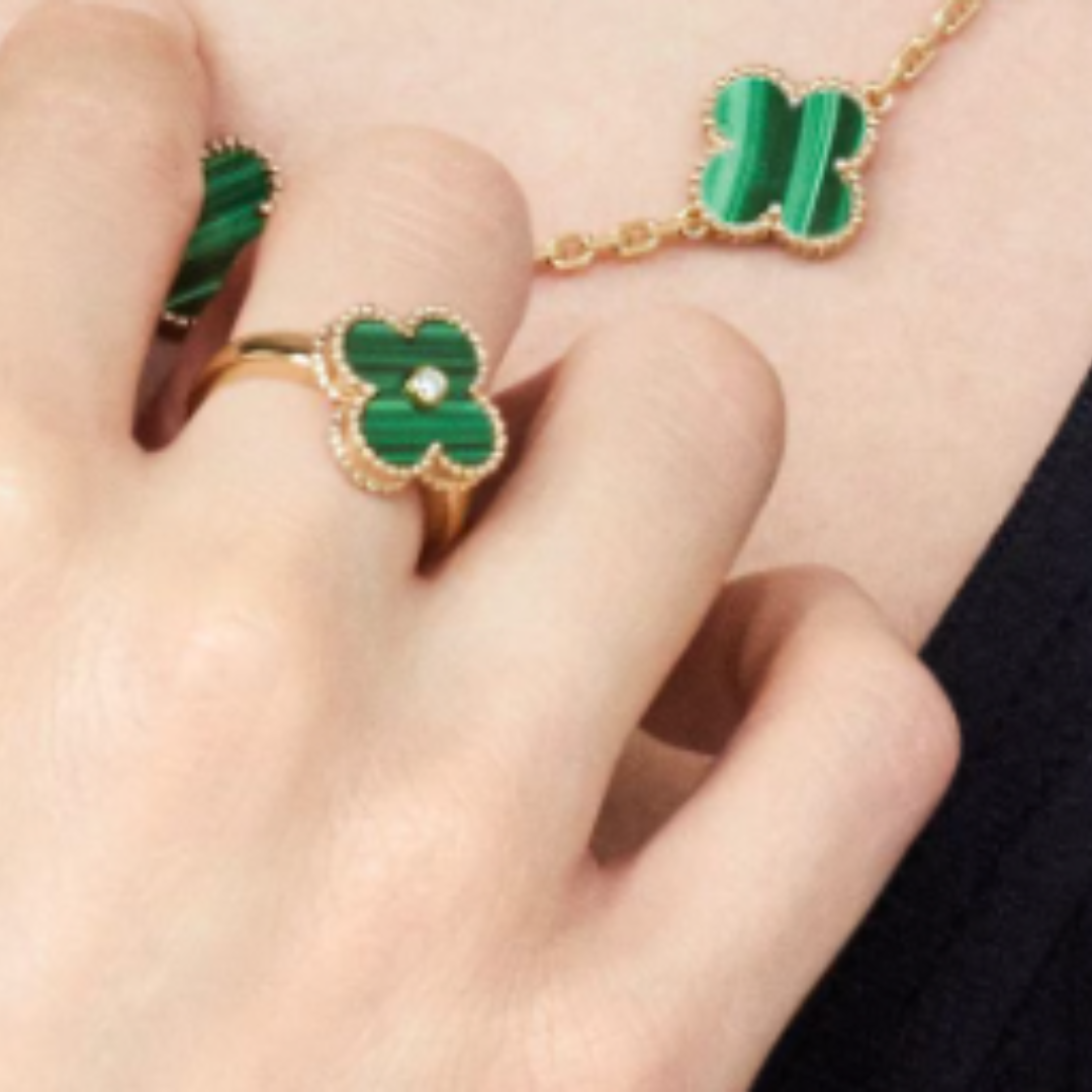 Amber Ring - Green/ Gold
