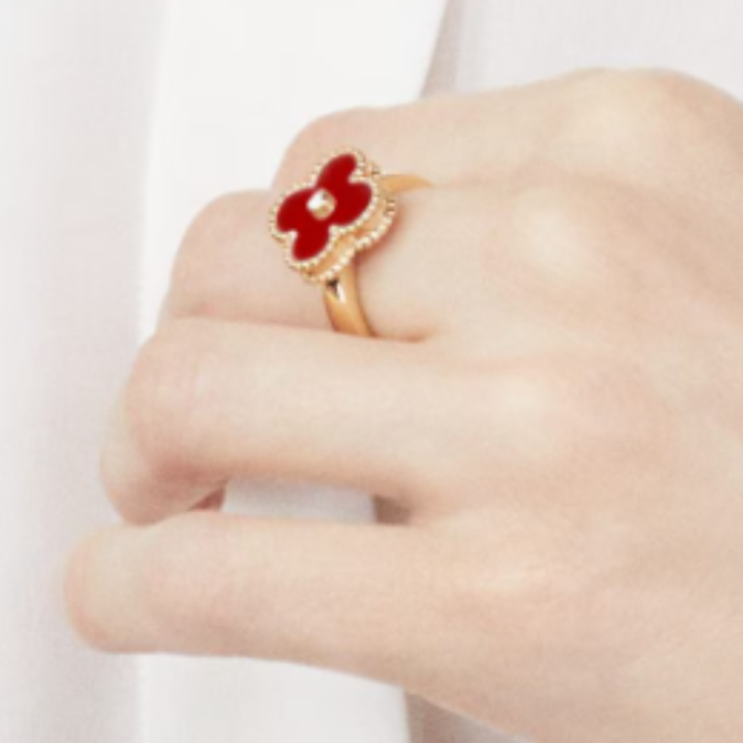 Amber Ring - Red/ Gold