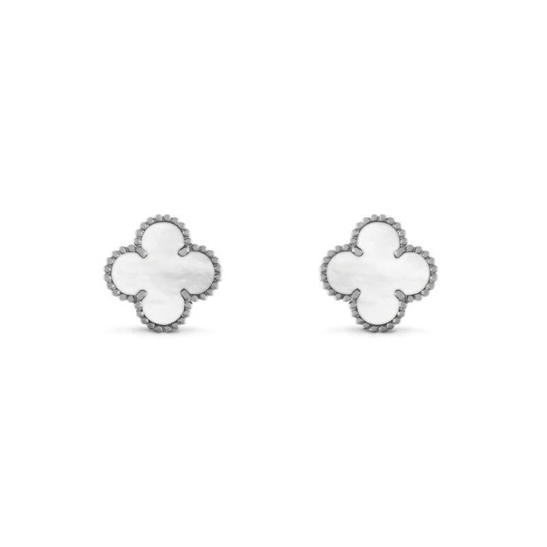 Silver White | Clover Earrings