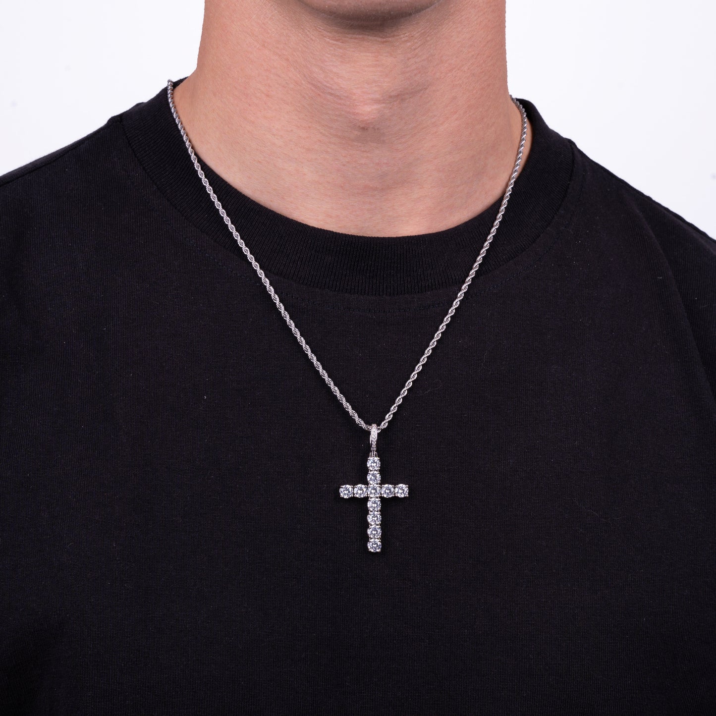 Diamond Cross Pendant (Silver)