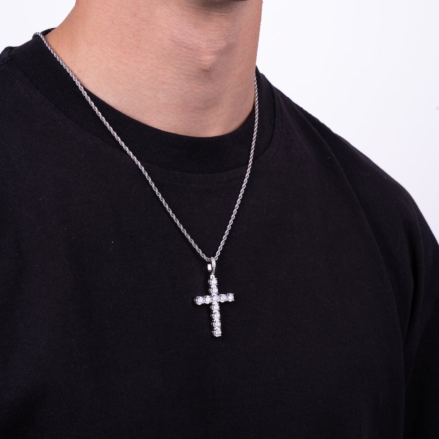 Diamond Cross Pendant (Silver)