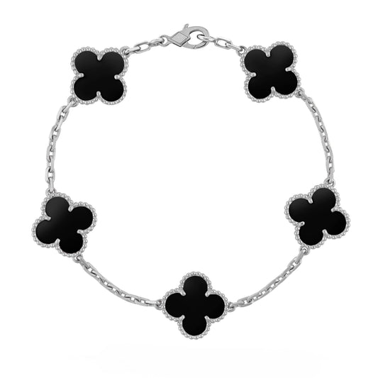 Silver Black | Clover Bracelet