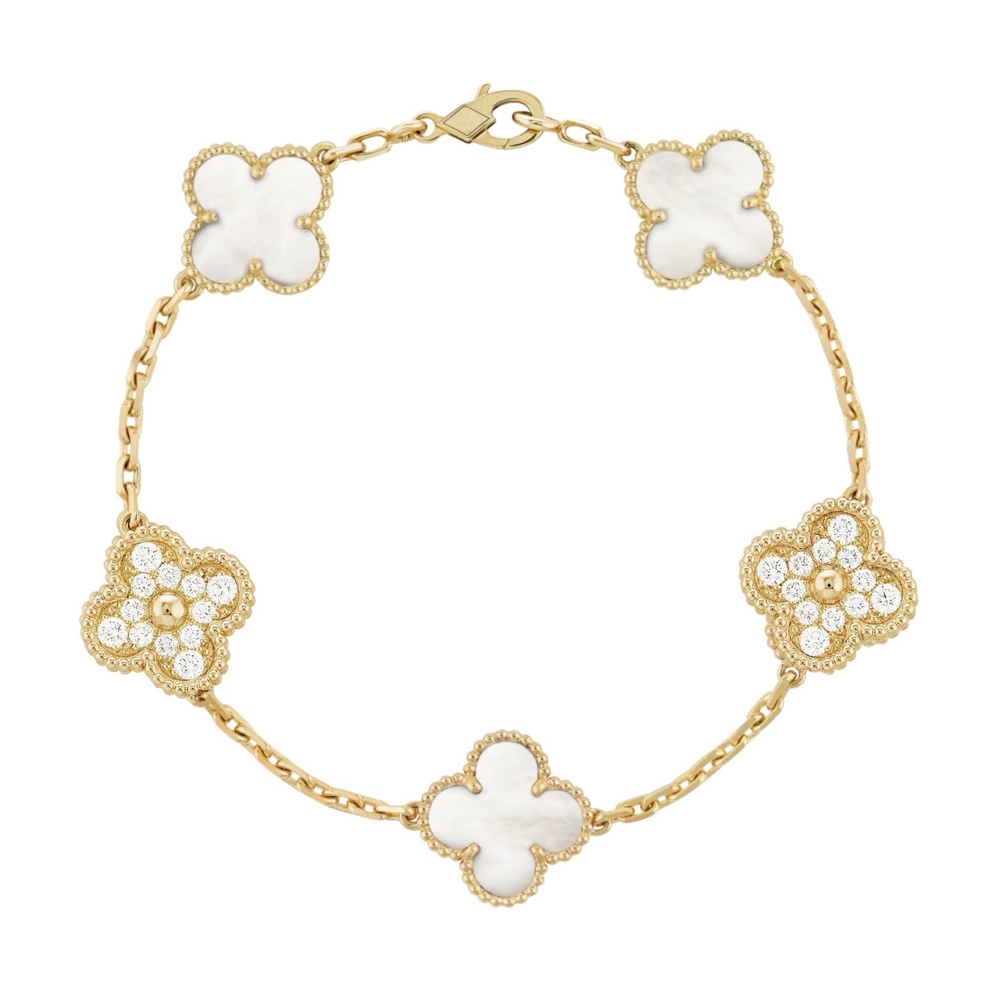 Golden White | Clover Diamond Bracelet