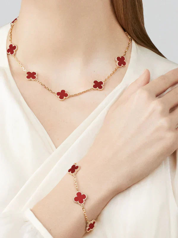 Golden Red Luxe | Clover Necklace