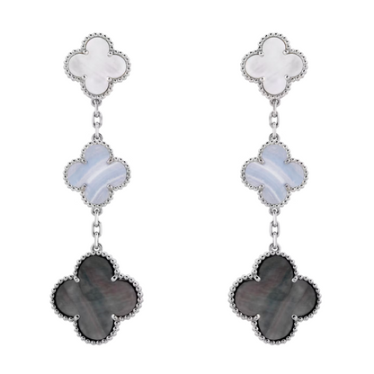 Coki Trio Earrings - White, Light Blue, Gray / Silver