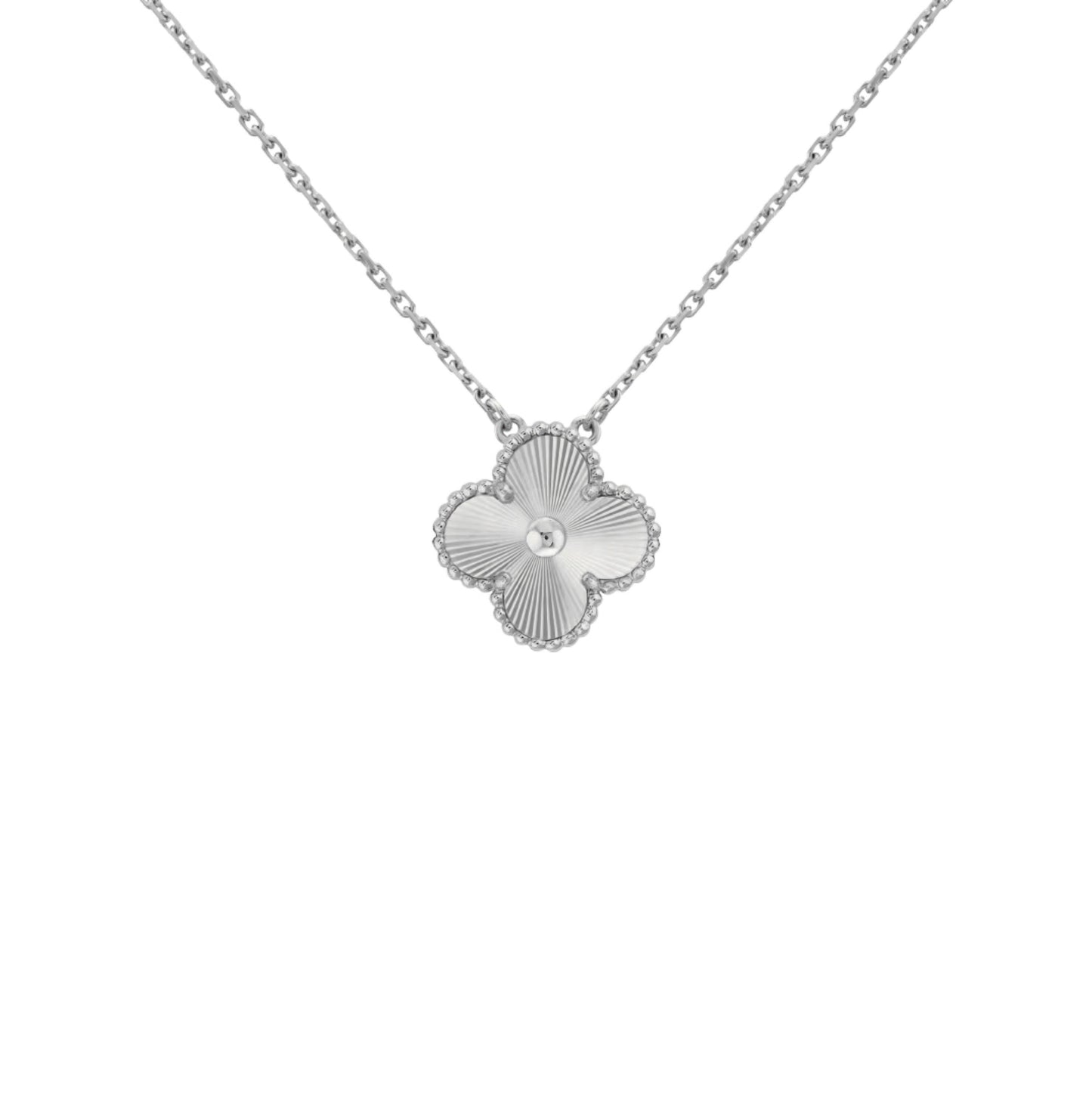 Silver Guilloché | Clover Necklace