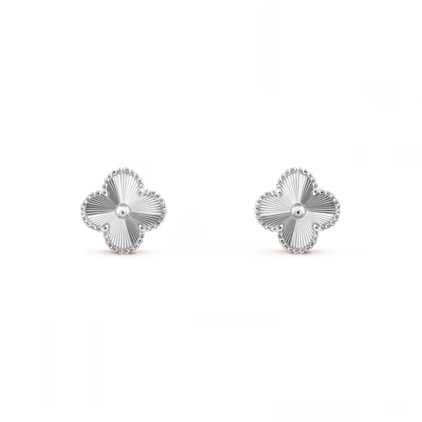 Silver Guilloché | Clover Earrings