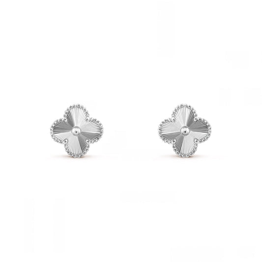 Silver Guilloché | Clover Earrings