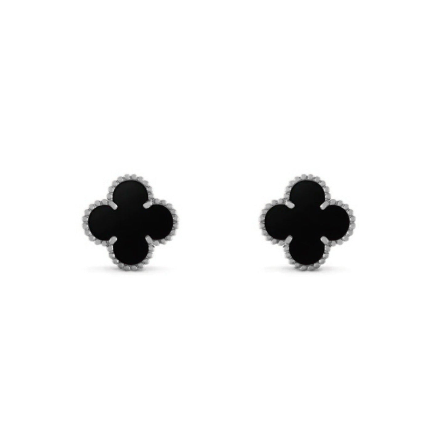 Silver Black | Clover Earrings