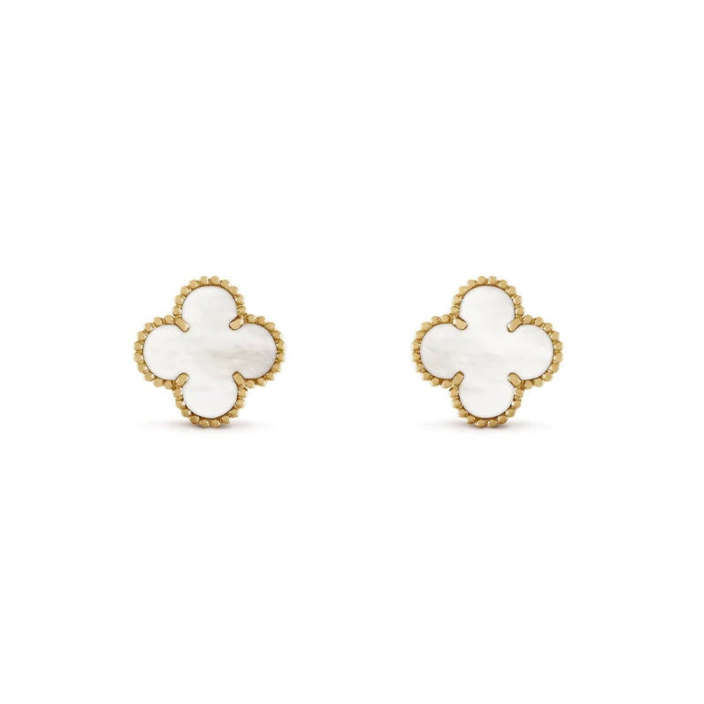 Golden White | Clover Earrings