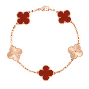 Red Rose Gold Guilloché | Clover Bracelet