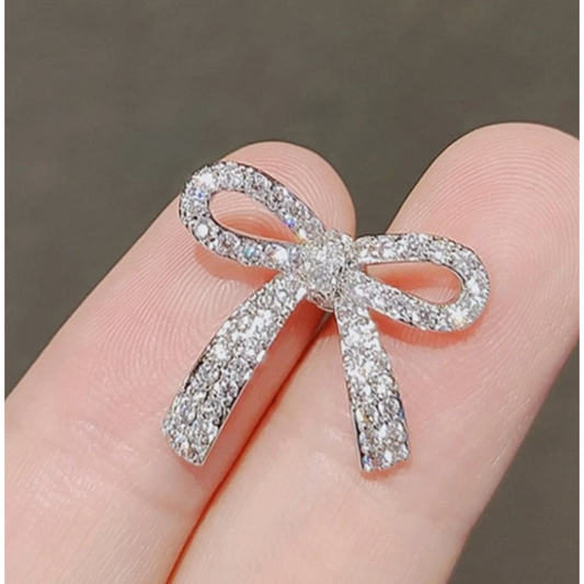 Tia Bow Earrings - Silver