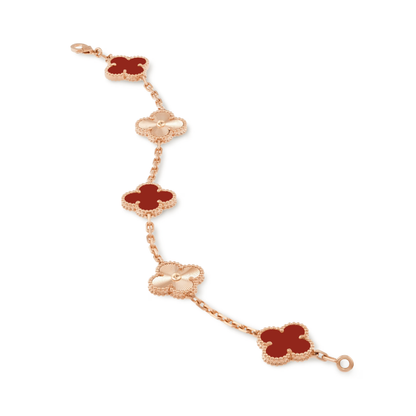 Red Rose Gold Guilloché | Clover Bracelet